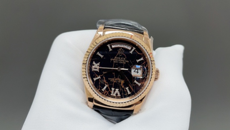 Best Edition with Automatic Movement Rolex Weekly Calendar 36mm Leather Belt Black Watch